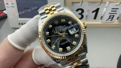 Clean Factory Rolex Datejust 3235 Black Face Watch 40mm 